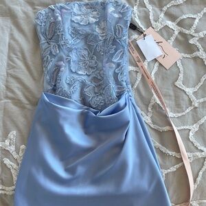 Oh Polly Strapless Blue Dress